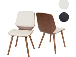 Silla de comedor MCW-B16 (juego de 2), piel sintética color crema