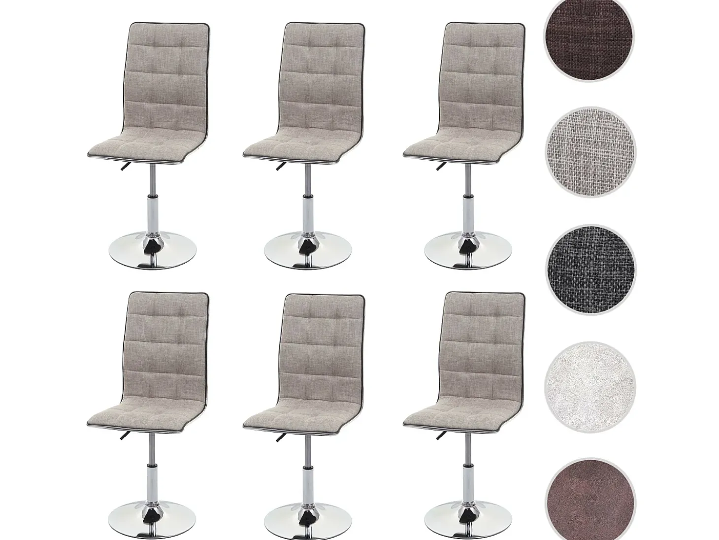Silla de comedor MCW-C41 (juego de 6), crema-gris