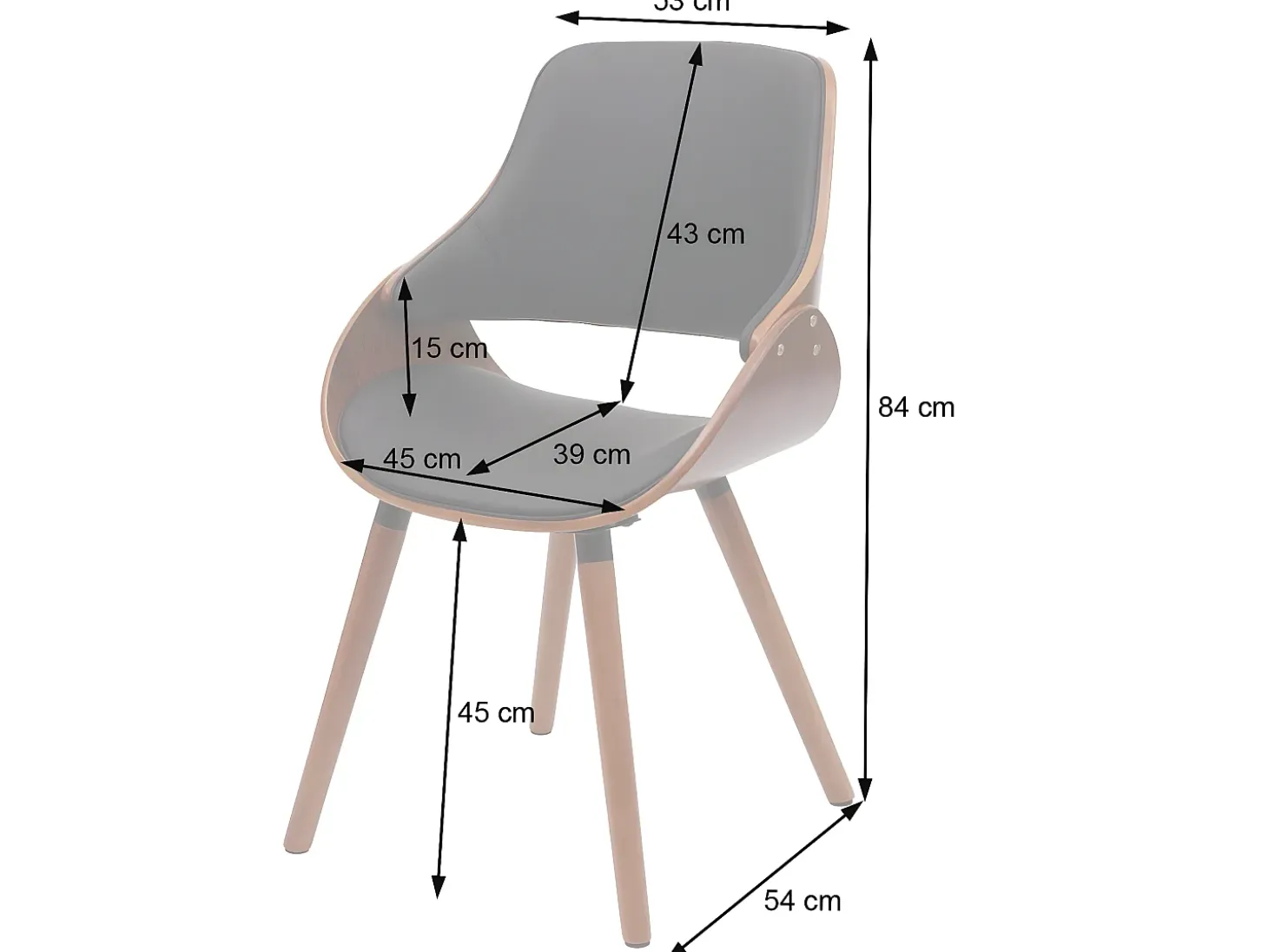 Silla de comedor MCW-D23, polipiel negra