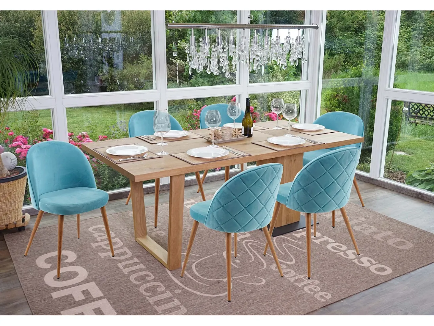 Silla de comedor MCW-D53 (juego de 6), turquesa