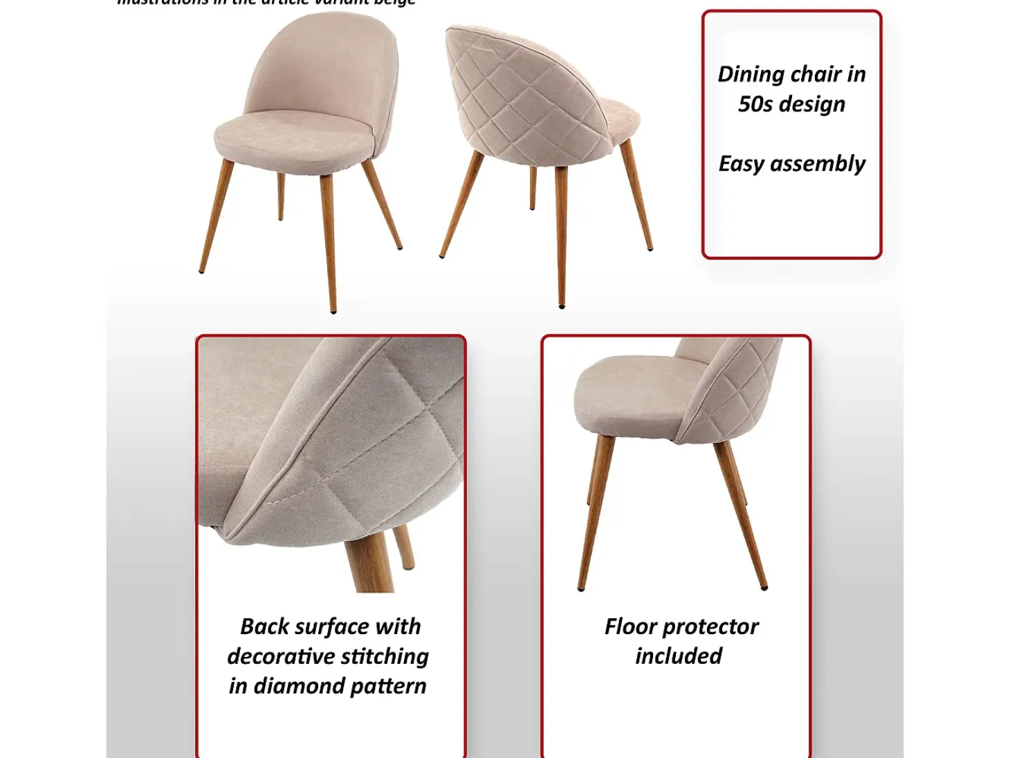 Silla de comedor MCW-D53 (juego de 6), turquesa