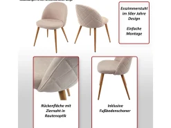 Silla de comedor MCW-D53 (juego de 6), gris claro