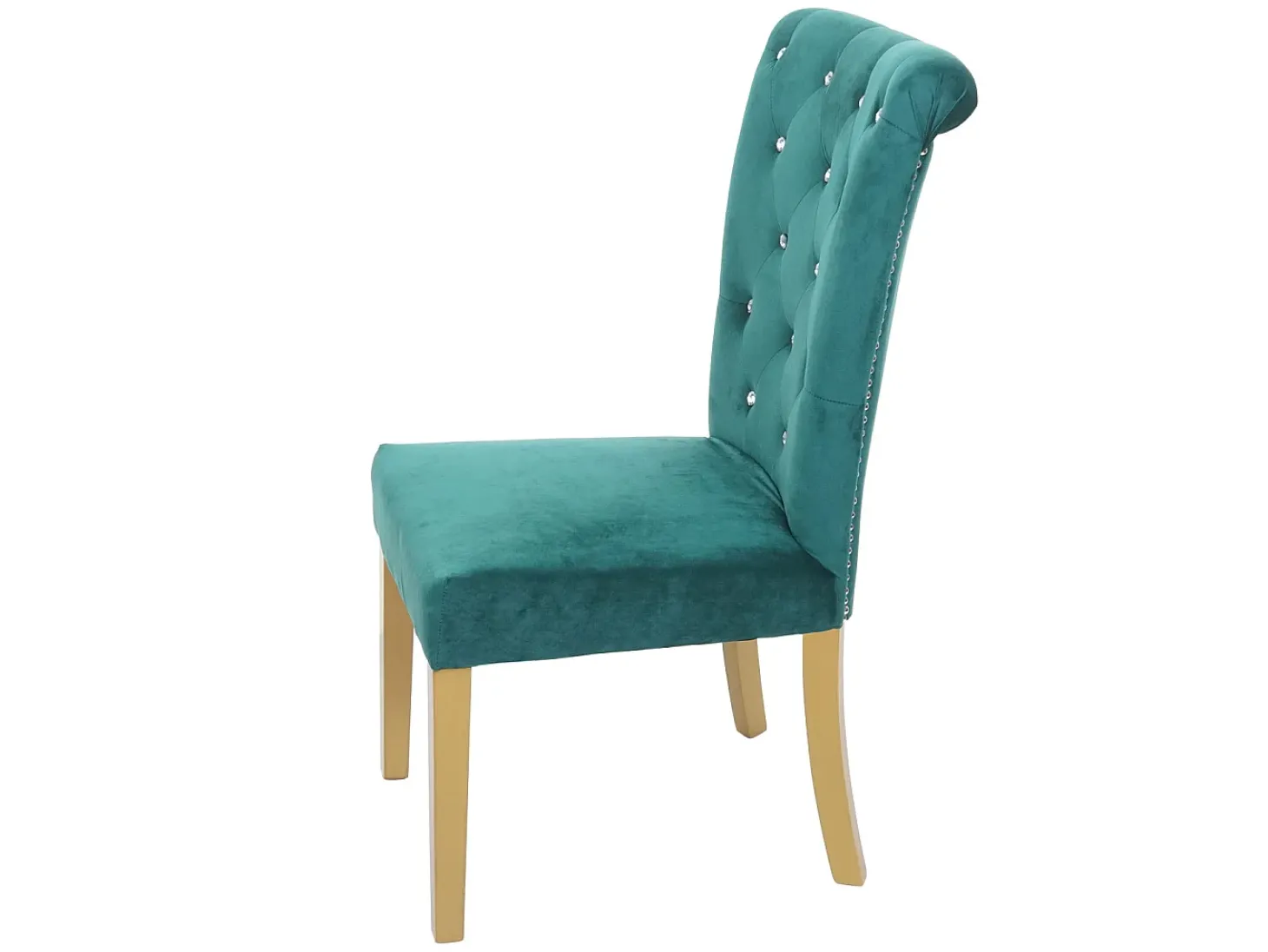 Silla de comedor MCW-D22 (juego de 6), verde oscuro, patas doradas