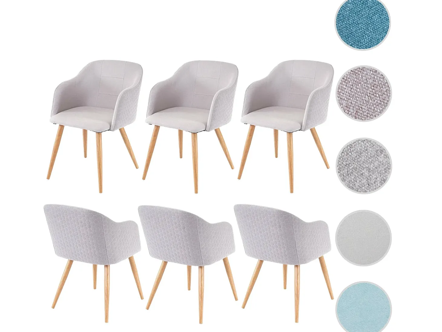 Silla de comedor MCW-D71 (juego de 6), gris claro
