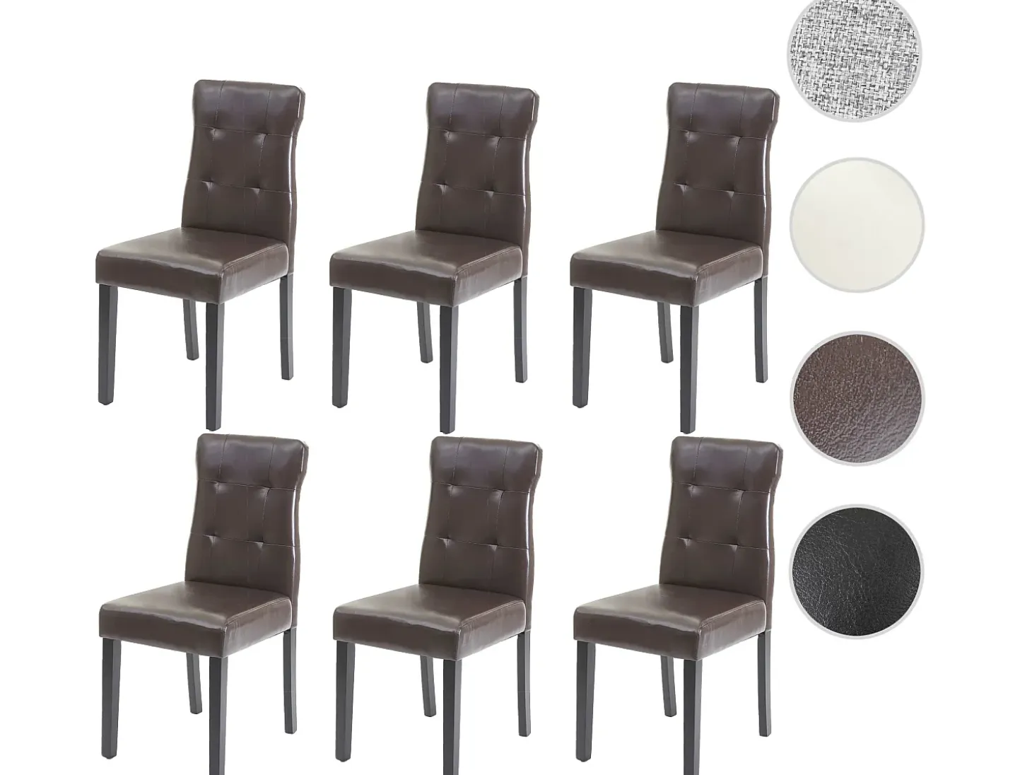 Silla de comedor MCW-E58 (juego de 6), polipiel marrón, patas oscuras