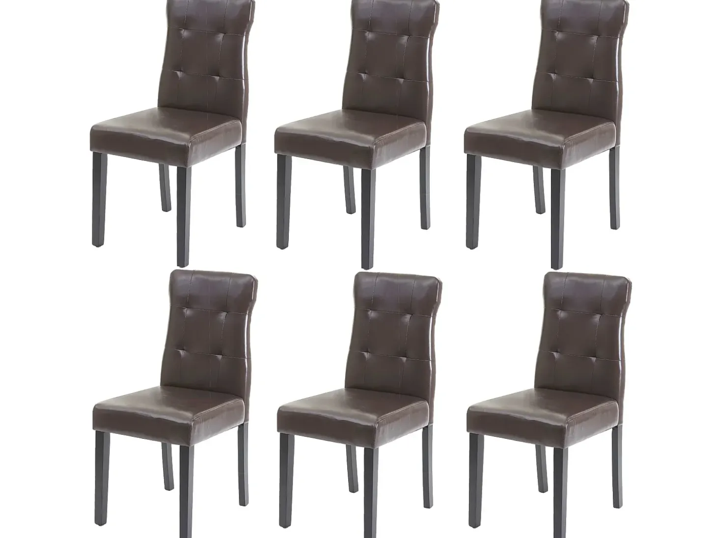 Silla de comedor MCW-E58 (juego de 6), polipiel marrón, patas oscuras