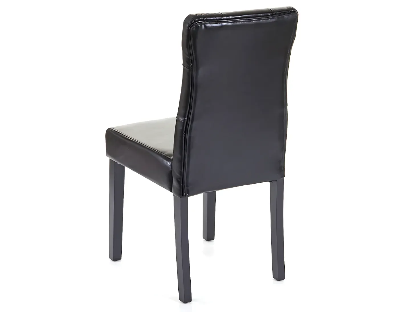 Silla de comedor MCW-E58 (set de 4), piel sintética negra, patas oscuras