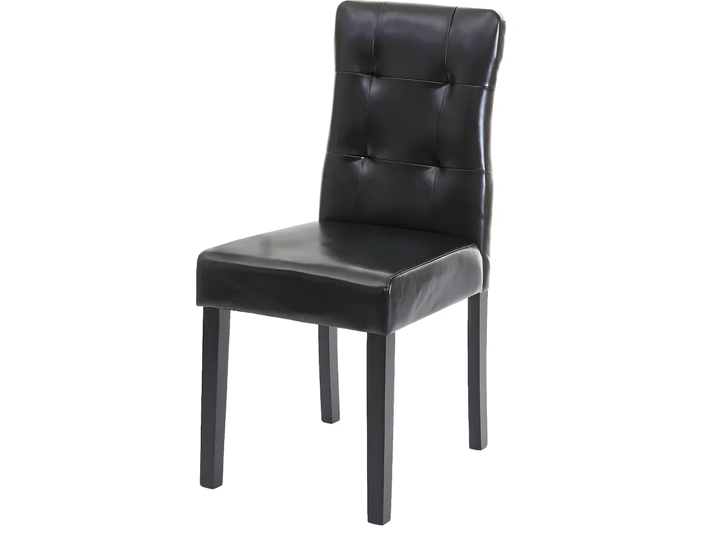 Silla de comedor MCW-E58 (set de 4), piel sintética negra, patas oscuras