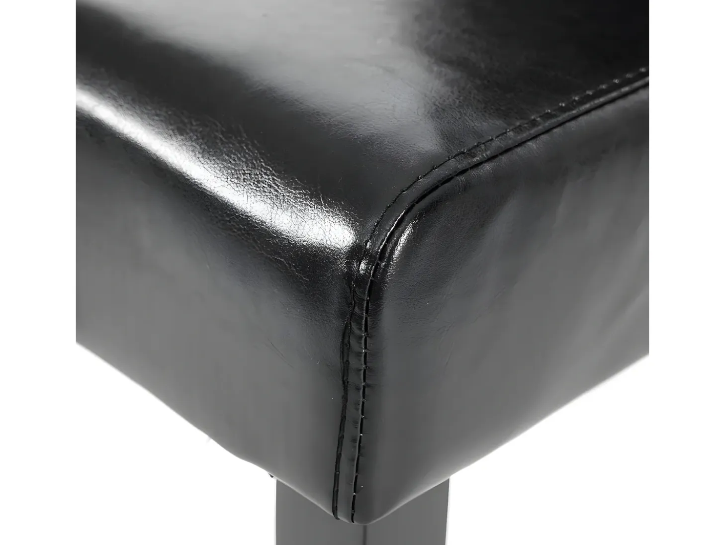 Silla de comedor MCW-E58 (set de 4), piel sintética negra, patas oscuras