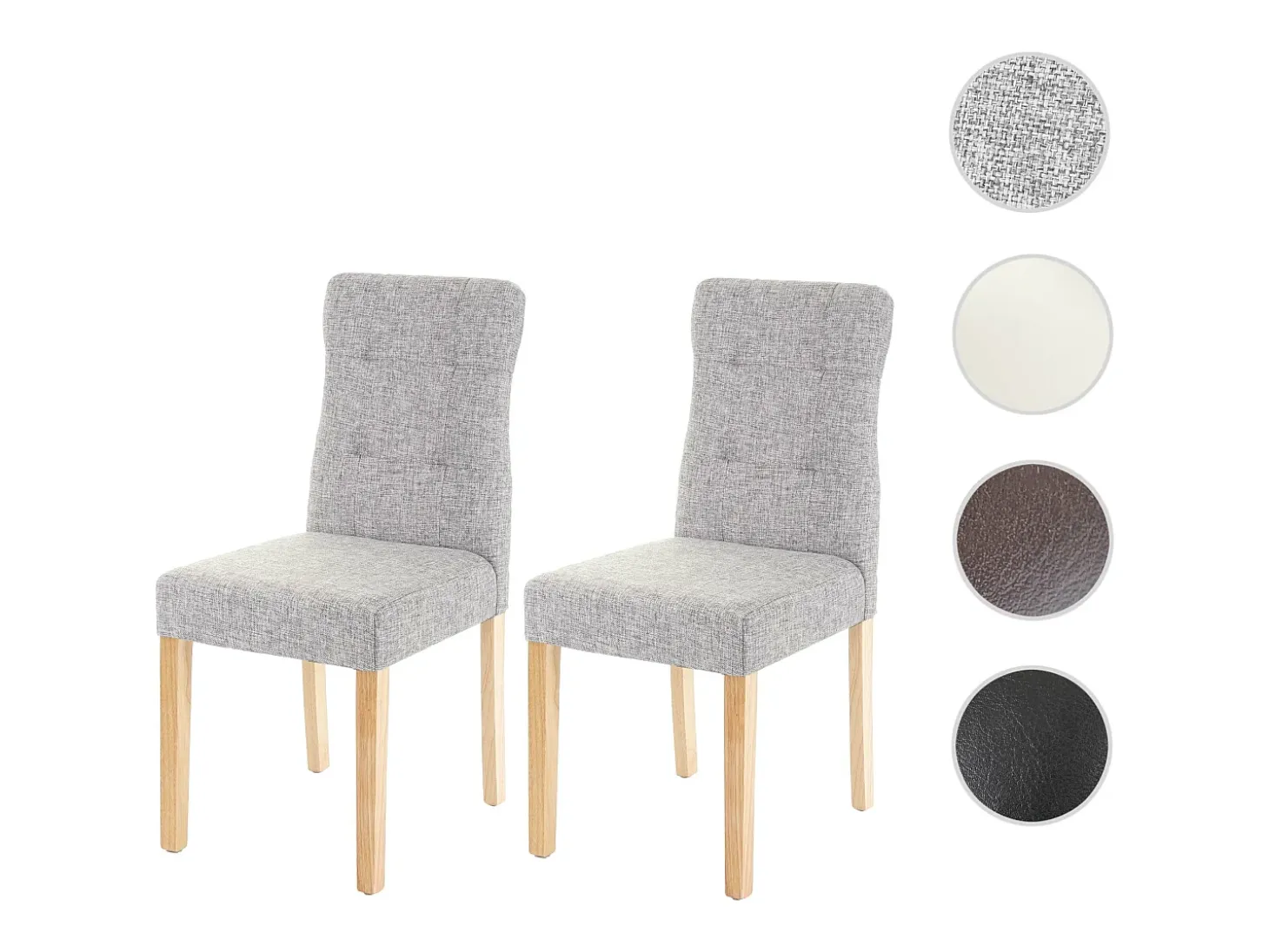 Silla de comedor MCW-E58 (set de 2), tela/textil gris, patas claras