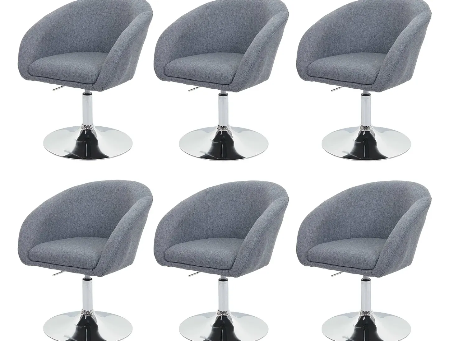 Silla de comedor MCW-F19 (juego de 6), tela/textil gris oscuro