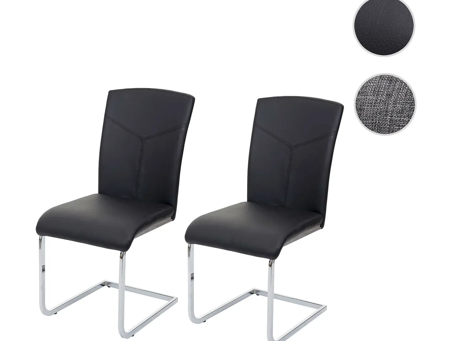 Silla de comedor MCW-F36 (juego de 2), imitación de cuero, negro