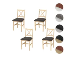 Silla de comedor MCW-F77 (juego de 4), natural, tapizado negro