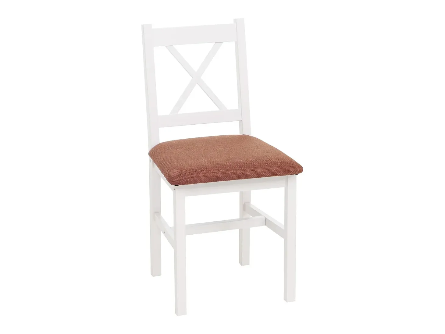 Silla de comedor MCW-F77 (juego de 2), blanco, tapizado terracota