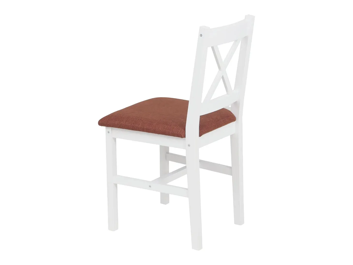 Silla de comedor MCW-F77 (juego de 2), blanco, tapizado terracota