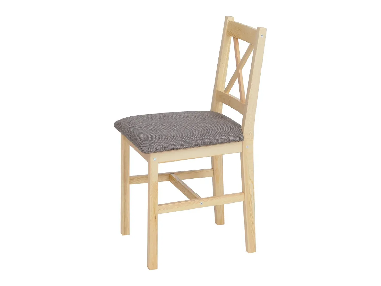 Silla de comedor MCW-F77 (juego de 4), natural, tapizado gris