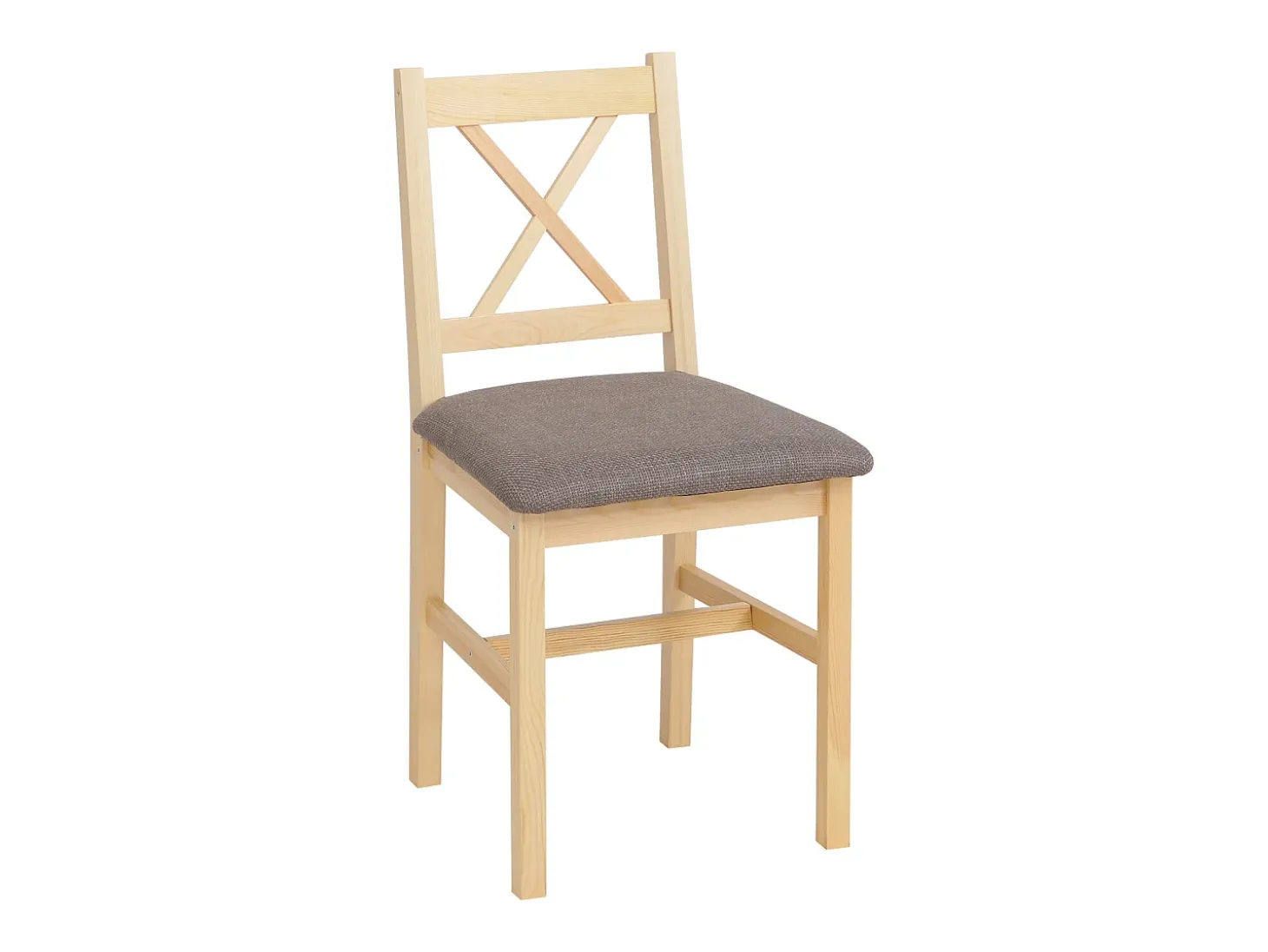 Silla de comedor MCW-F77 (juego de 4), natural, tapizado gris