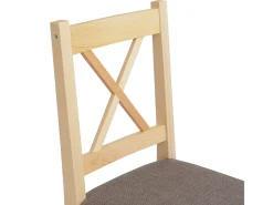 Silla de comedor MCW-F77 (juego de 4), natural, tapizado gris