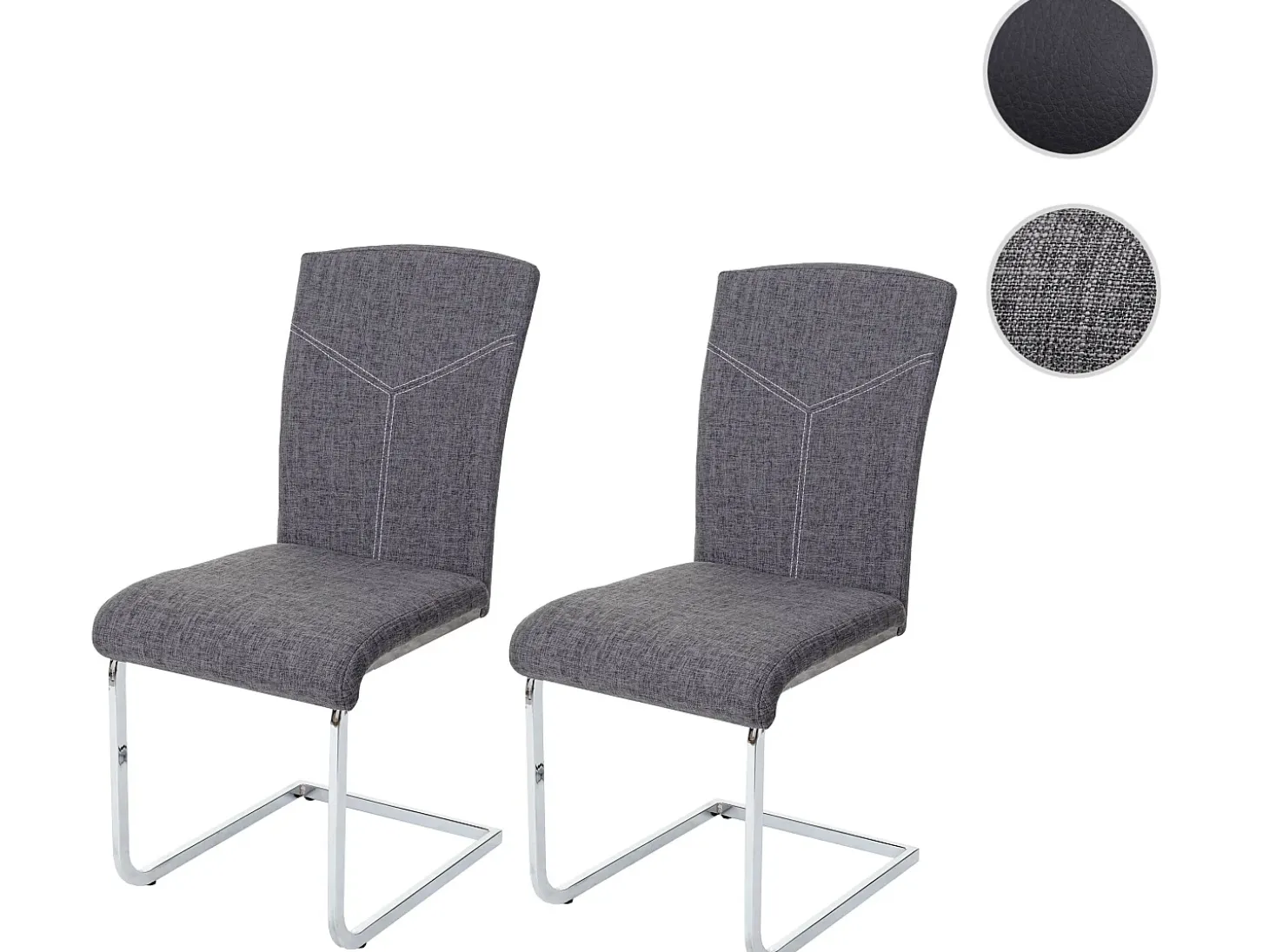 Silla de comedor MCW-F36 (juego de 2), tela/textil, gris