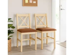 Silla de comedor MCW-F77 (juego de 2), tapizado natural terracota