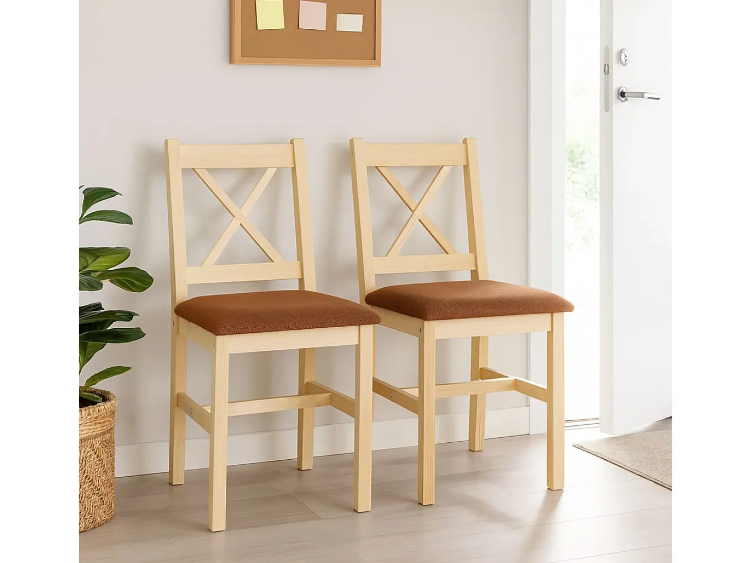 Silla de comedor MCW-F77 (juego de 2), tapizado natural terracota