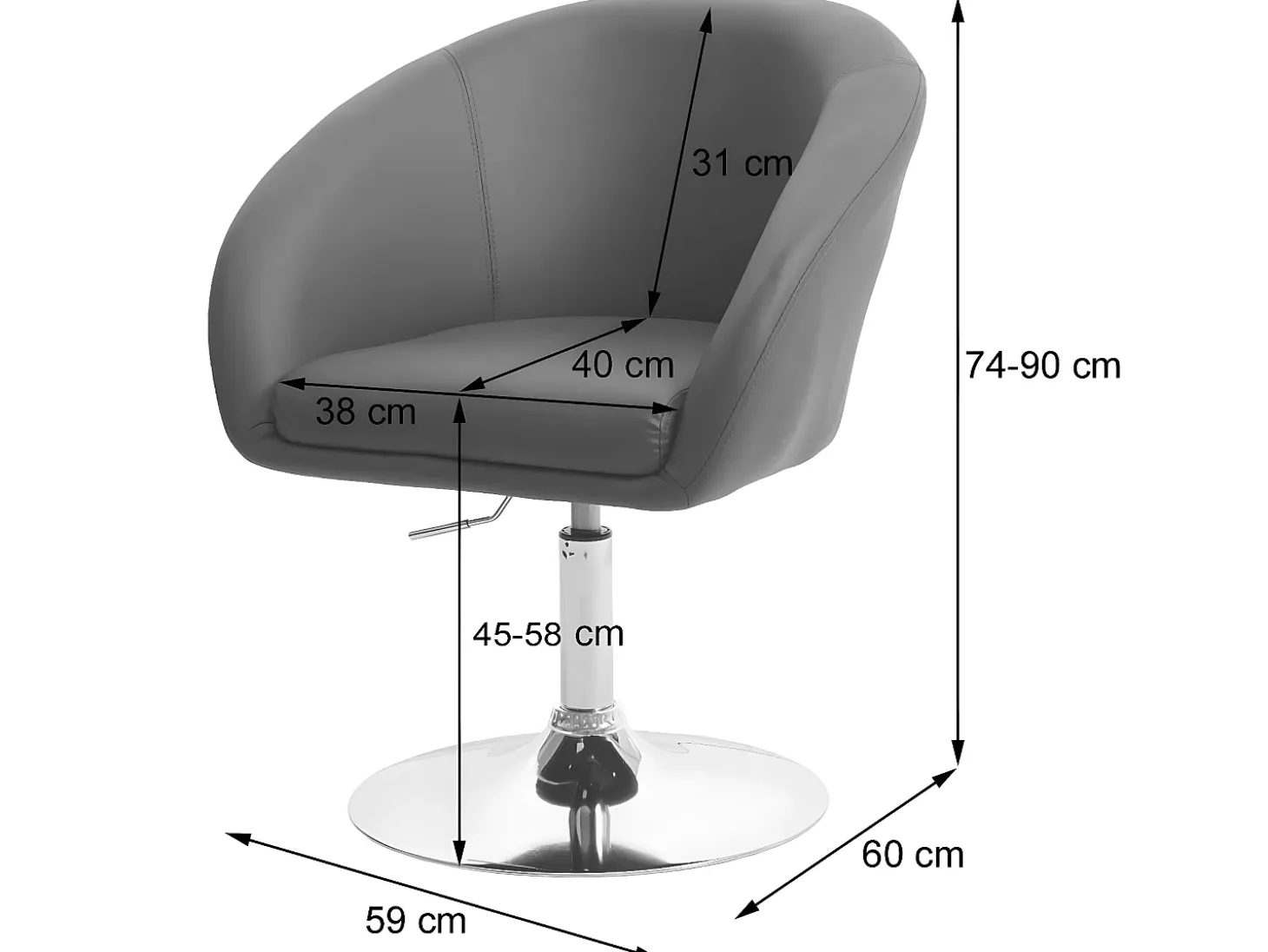 Silla de comedor MCW-F19 (juego de 6), imitación de cuero blanco