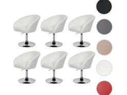 Silla de comedor MCW-F19 (juego de 6), imitación de cuero blanco
