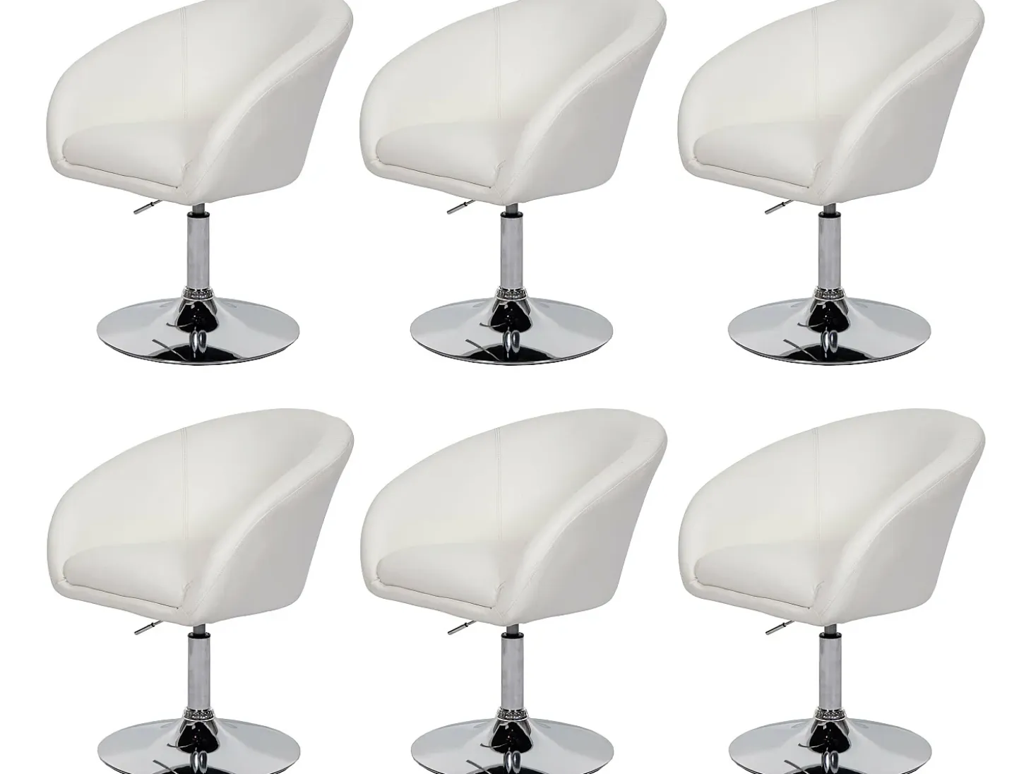 Silla de comedor MCW-F19 (juego de 6), imitación de cuero blanco