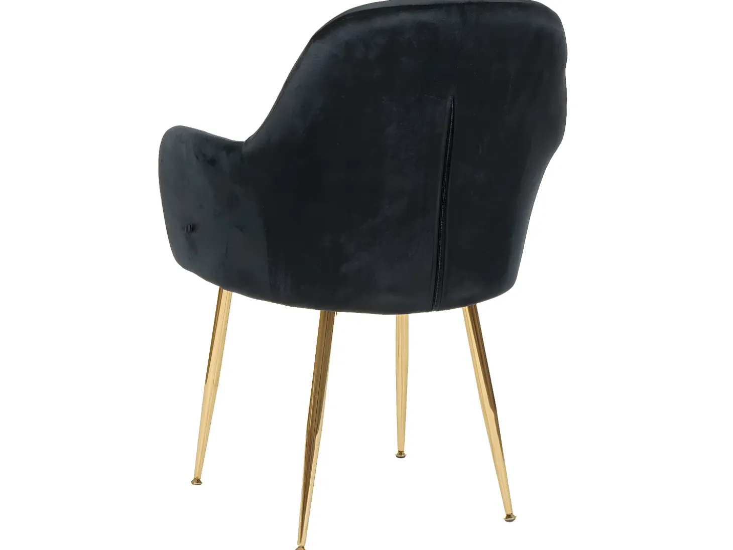 Silla de comedor MCW-F18 (juego de 6), terciopelo negro, patas doradas