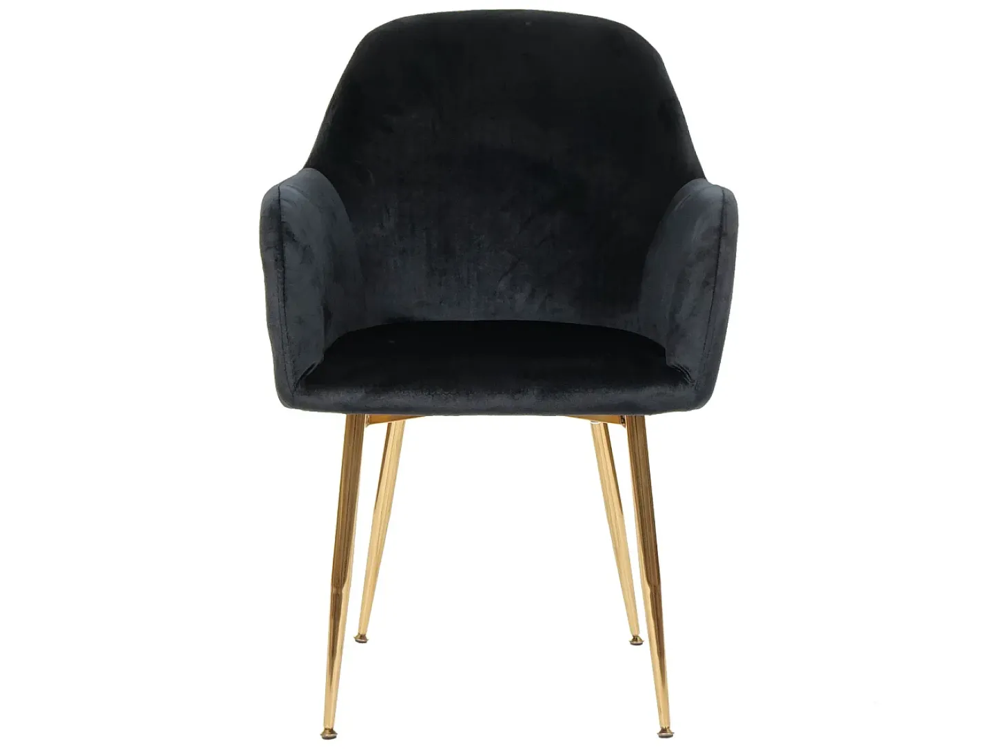 Silla de comedor MCW-F18 (juego de 6), terciopelo negro, patas doradas