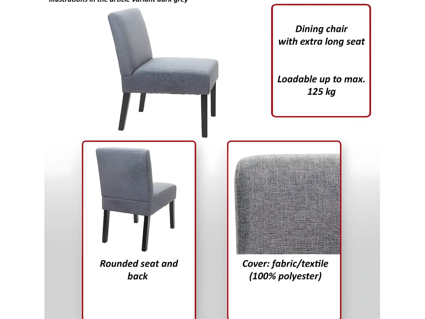 Silla de comedor MCW-F61 (set de 2), gris