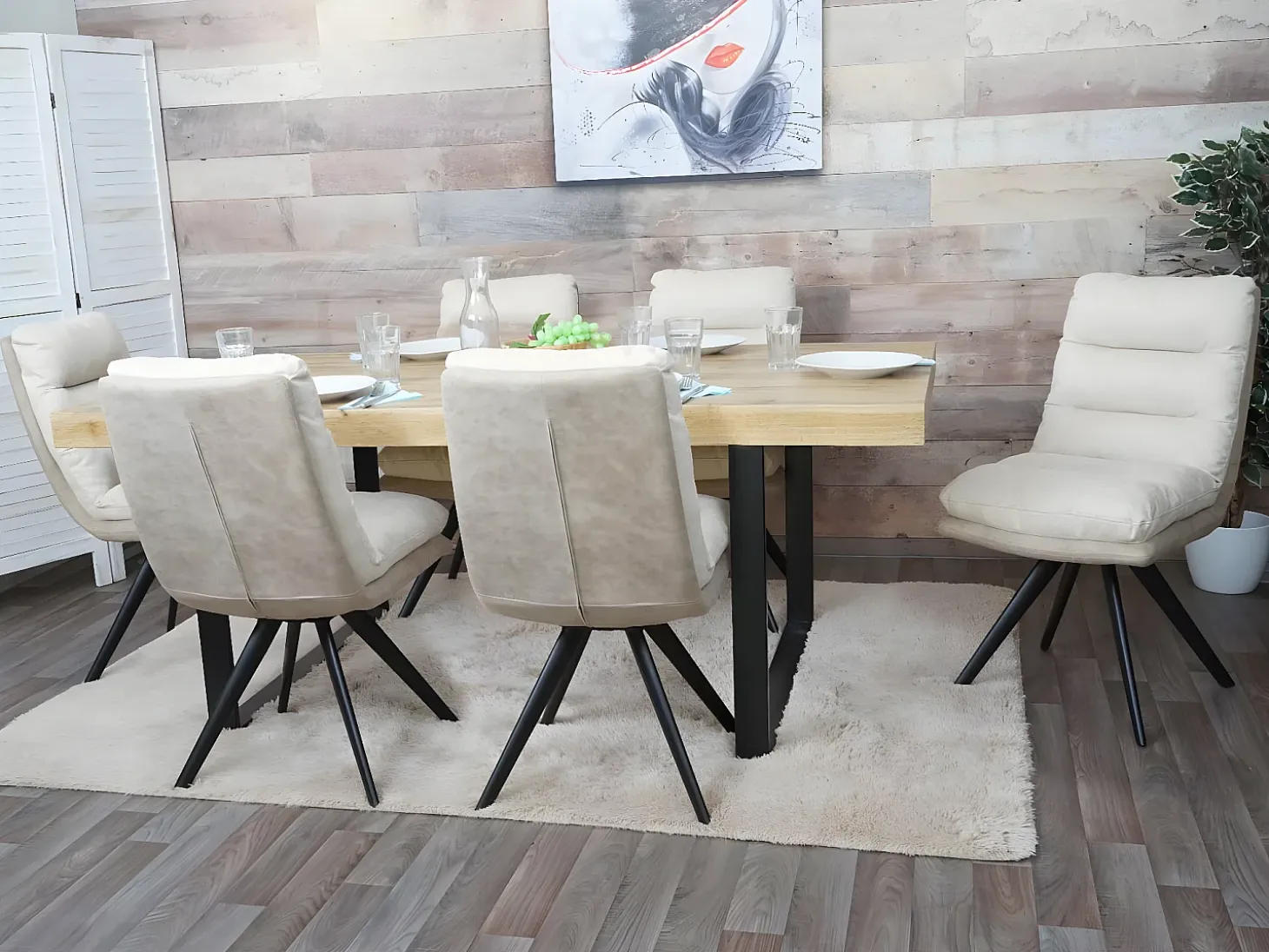 Silla de comedor MCW-G66, crema