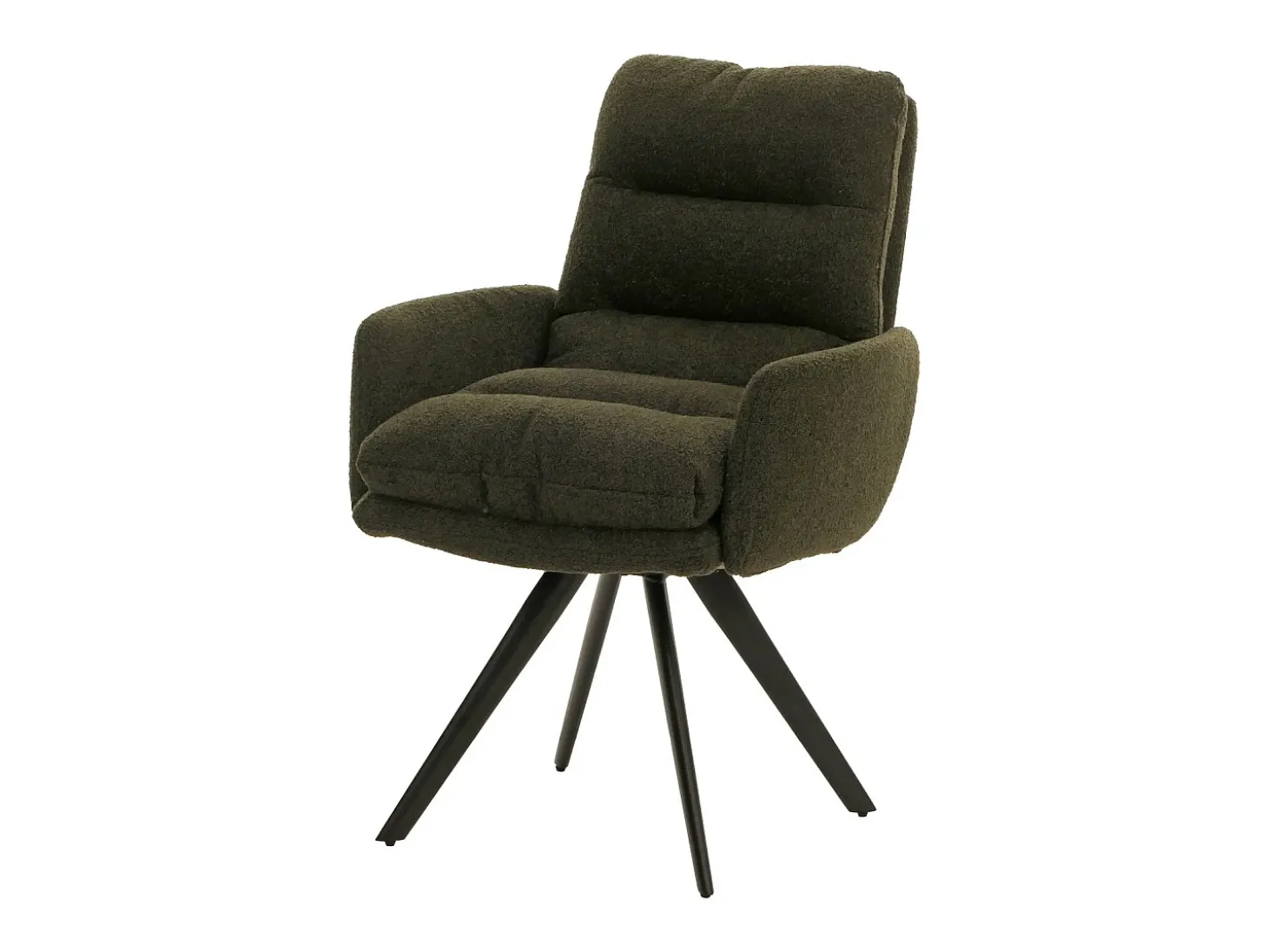 Silla de comedor MCW-G66 Bouclé, verde, con reposabrazos