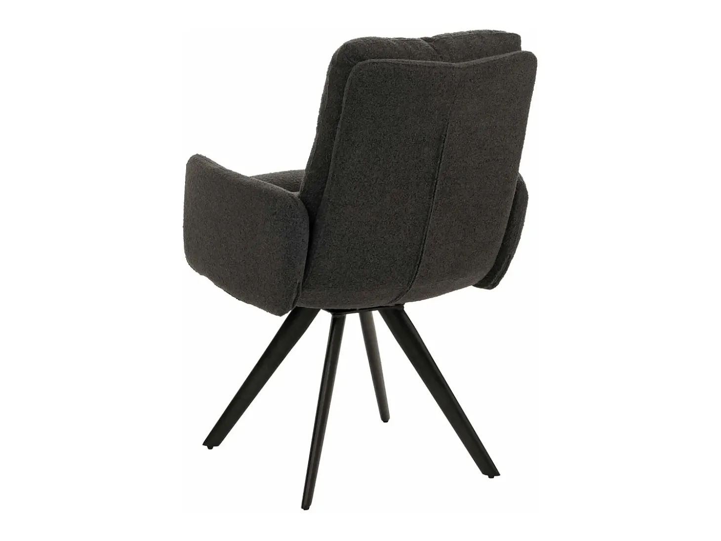 Silla de comedor MCW-G66 Bouclé, gris oscuro, con reposabrazos