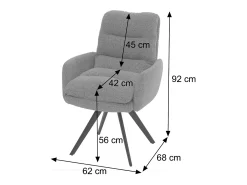 Silla de comedor MCW-G66 Bouclé, gris oscuro, con reposabrazos