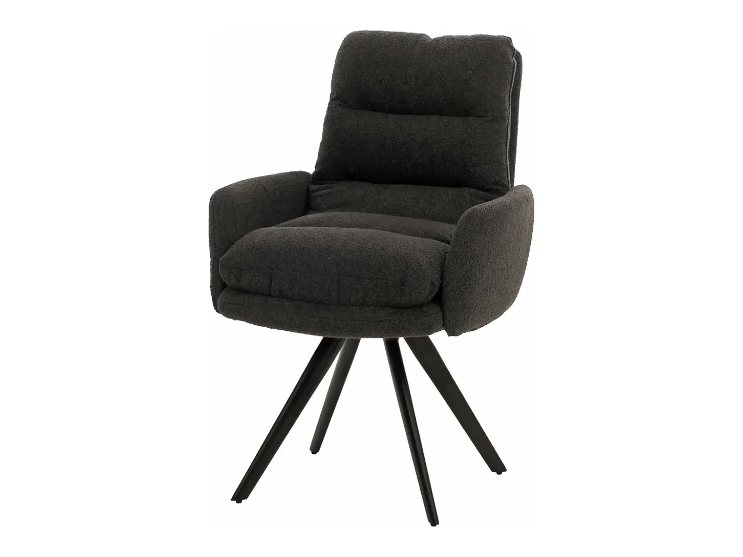 Silla de comedor MCW-G66 Bouclé, gris oscuro, con reposabrazos