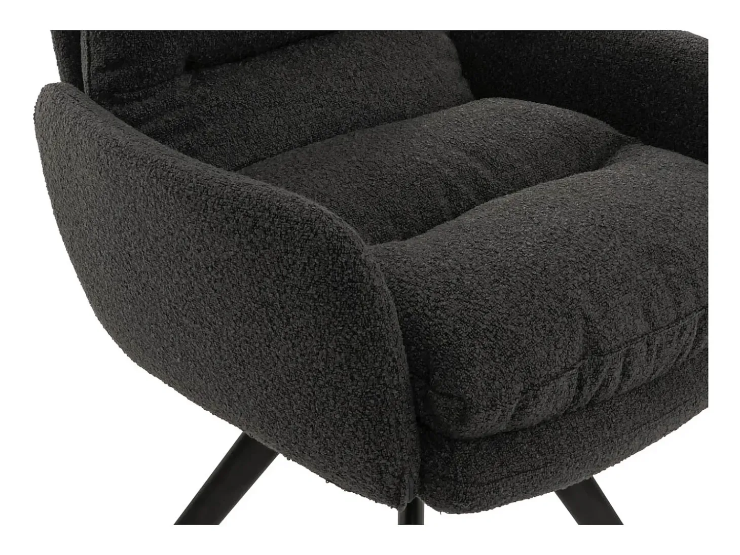 Silla de comedor MCW-G66 Bouclé, gris oscuro, con reposabrazos