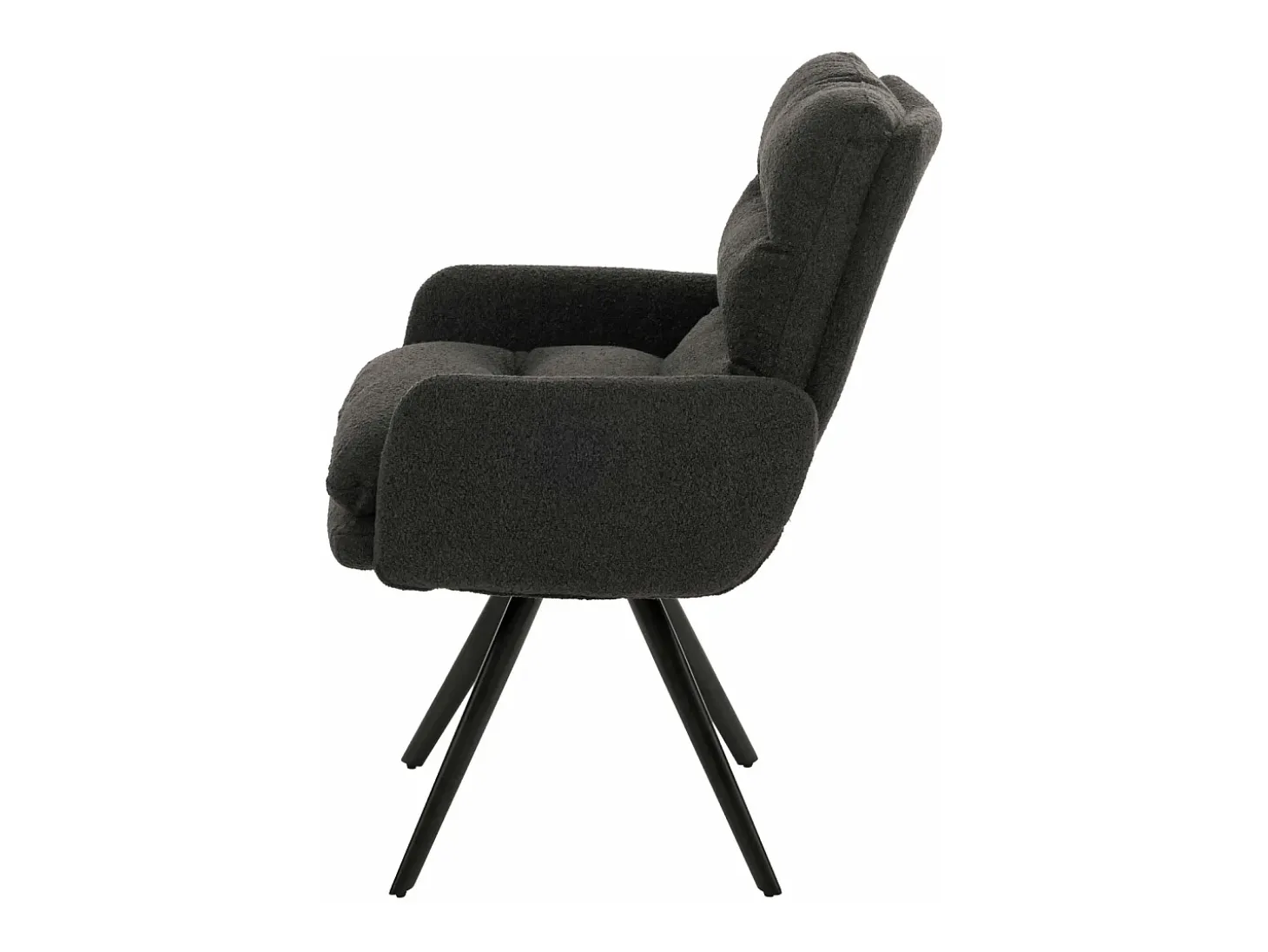 Silla de comedor MCW-G66 Bouclé, gris oscuro, con reposabrazos