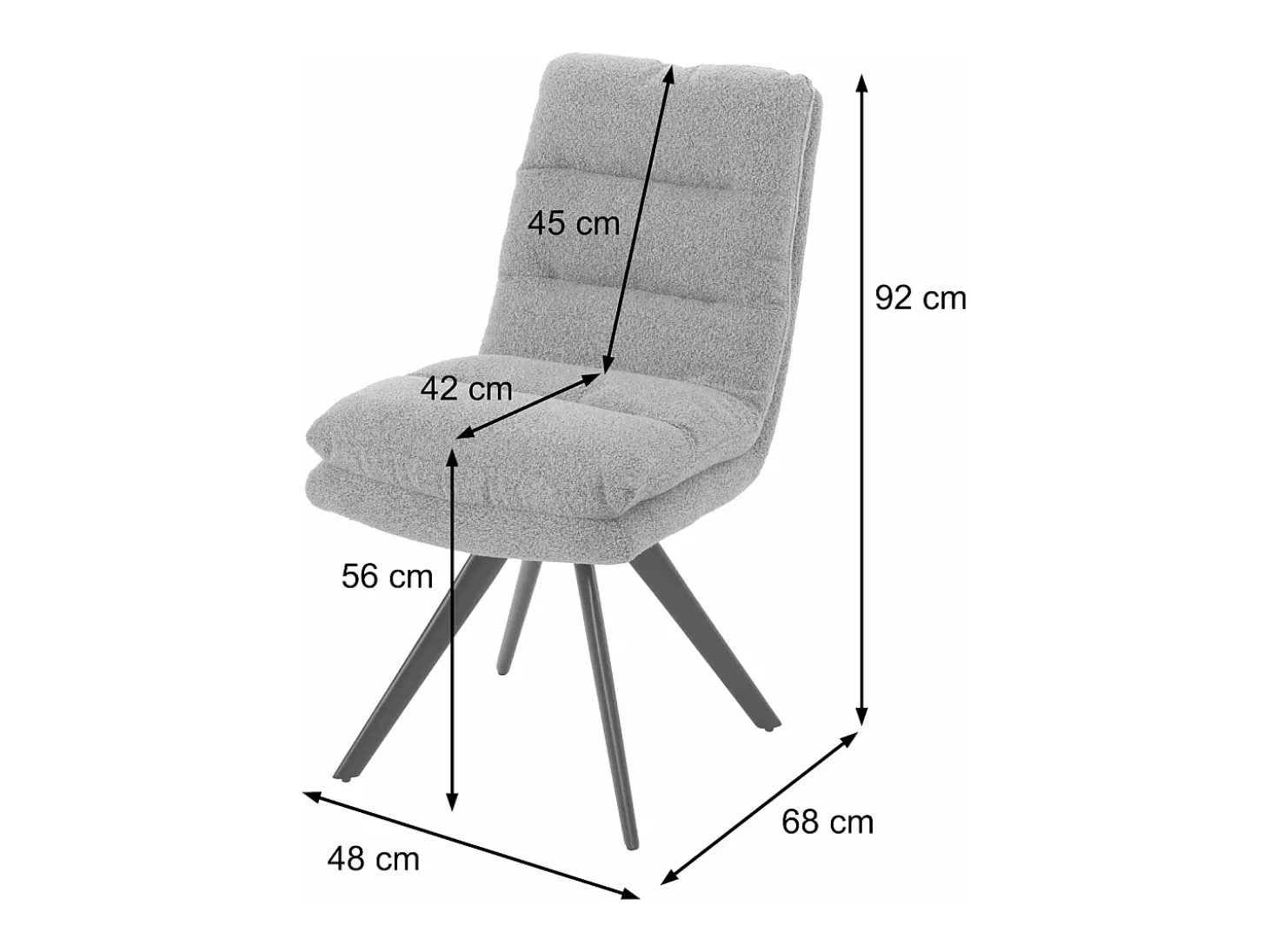 Silla de comedor MCW-G66 Bouclé, gris claro