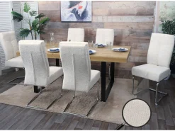 Silla de comedor MCW-G56 (juego de 6), crema