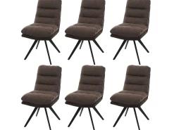 Silla de comedor MCW-G66 (juego de 6), marrón-marrón oscuro