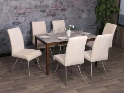 Silla de comedor MCW-G55 (juego de 6), crema