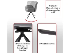 Silla de comedor MCW-G67 (juego de 6), gris oscuro, patas negras