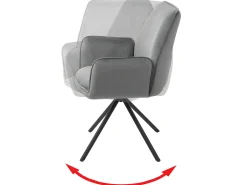 Silla de comedor MCW-G67 (juego de 6), gris oscuro, patas negras