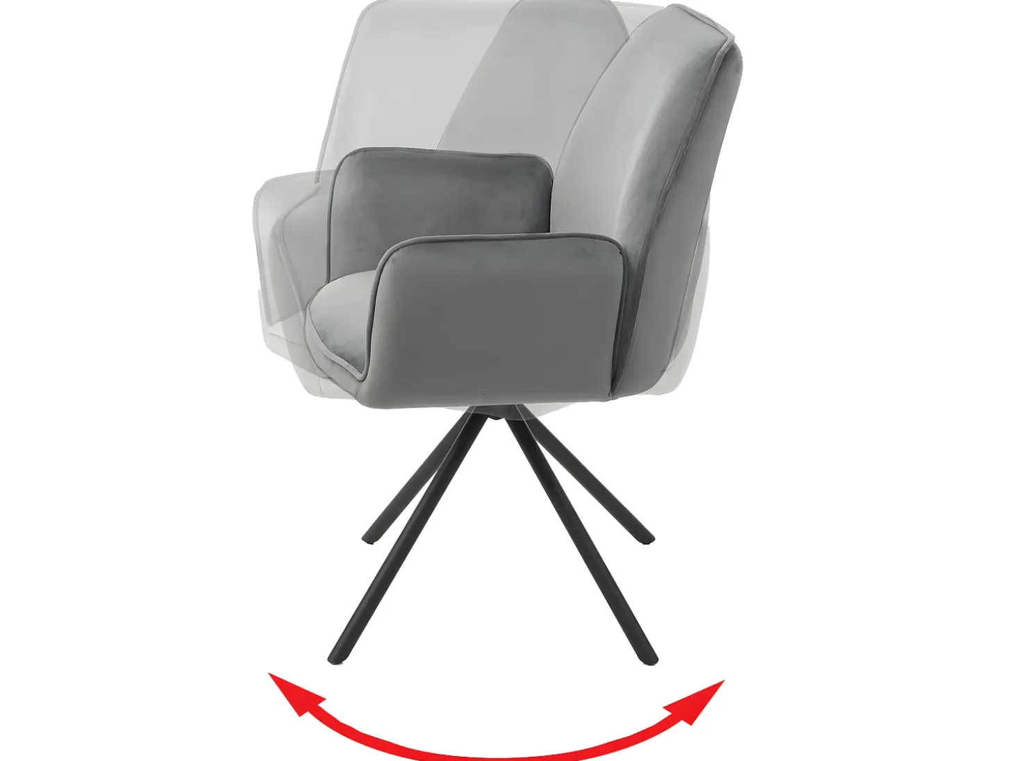 Silla de comedor MCW-G67 (juego de 6), gris oscuro, patas negras