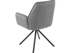 Silla de comedor MCW-G67 (juego de 6), gris oscuro, patas negras