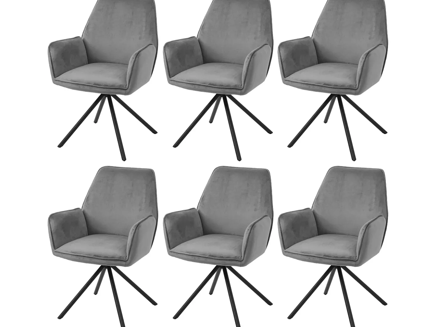 Silla de comedor MCW-G67 (juego de 6), gris oscuro, patas negras