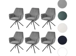 Silla de comedor MCW-G67 (juego de 6), gris oscuro, patas negras