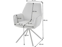 Silla de comedor MCW-G67 (juego de 6), gris oscuro, patas negras