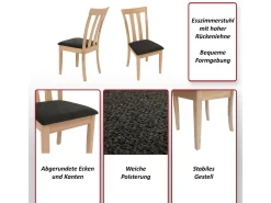 Silla de comedor MCW-G46 (juego de 2), estructura clara, gris